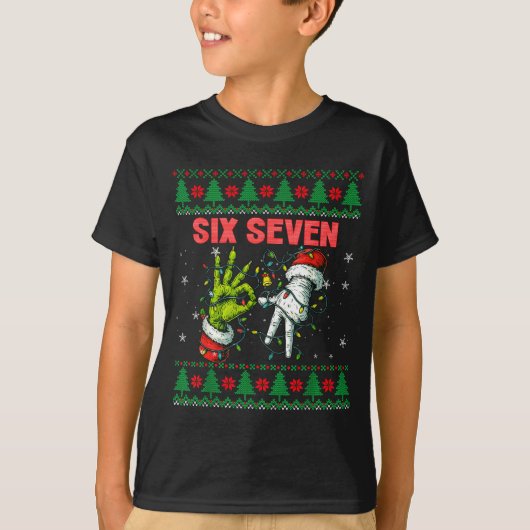 Santa 67 Christmas Ugly Sweater Fingers Six Seven T-Shirt (Vorderseite)