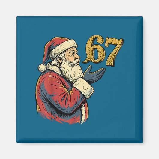 Santa 67 Number Funny Christmas Meme Se  Magnet (Vorne)