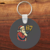 Santa 67 Number Funny Christmas Meme Se Schlüsselanhänger (Vorderseite)