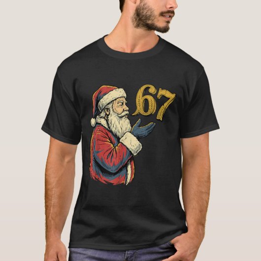 Santa 67 Number Funny Christmas Meme Se T-Shirt (Vorderseite)