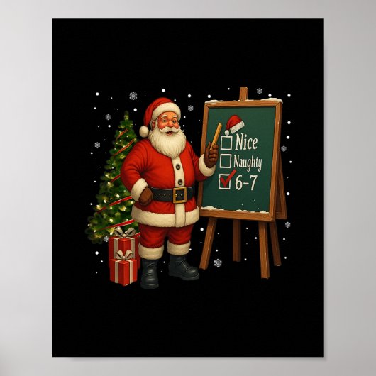 Santa 6-7 Meme Nice Böse 67 Weihnachten Brain Rot Poster (Vorne)