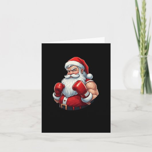 Santa A Boxer Funny Christmas Boxing Ho Ho-ly Knoc Karte (Vorderseite)
