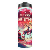 Santa Above the Frozen Pines Thermosbecher (Vorderseite)