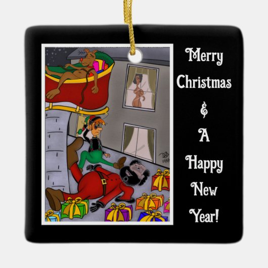 Santa Accident Funny Keramik Keramikornament (Vorderseite)