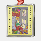 Santa Accident Funny Metal Ornament (Links)