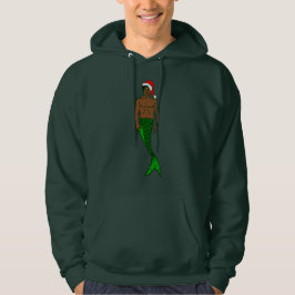 Santa African Black Merman Christmas Mermaid Hoodie