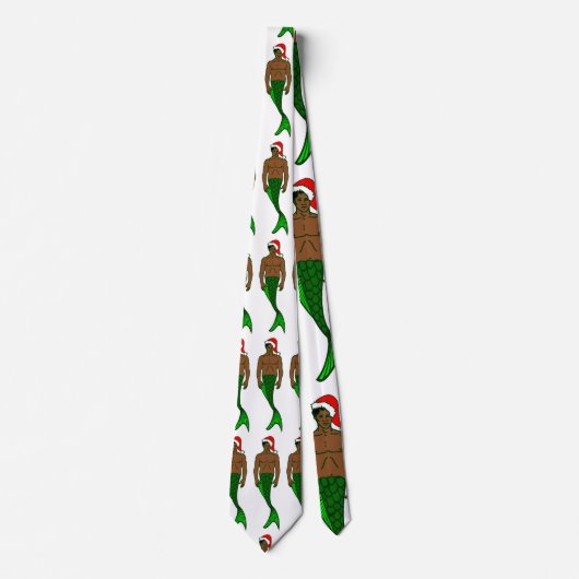 Santa African Black Merman Christmas Mermaid Krawatte (Vorderseite)