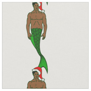 Santa African Black Merman Christmas Mermaid Stoff