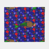 santa afrikanische schwarze Frau hässliche Weihnac Fleecedecke (Vorderseite (Horizontal))