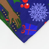 santa afrikanische schwarze Frau hässliche Weihnac Fleecedecke (Ecke)