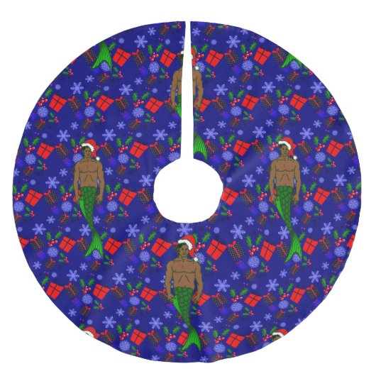 santa afrikanische schwarze Frau hässliche Weihnac Polyester Weihnachtsbaumdecke (Vorderseite)