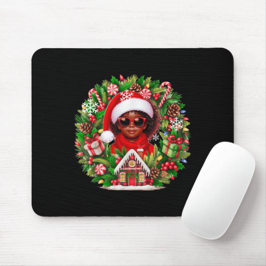 Santa Afro Girl Sungles Mousepad (Mit Mouse)