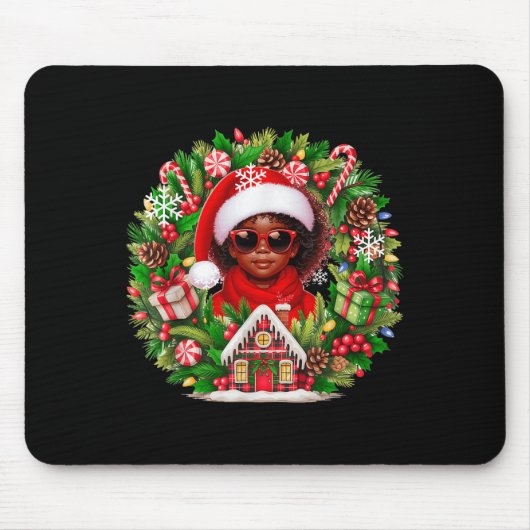 Santa Afro Girl Sungles Mousepad (Vorne)