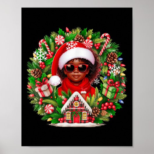Santa Afro Girl Sungles Poster (Vorne)