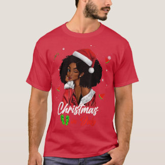 Santa Afroamerikanisches Mädchen Weihnachten im Ju T-Shirt