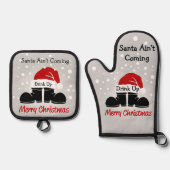 Santa Ain kommt nicht Ofenhandschuh & Topflappen-Set (Vorderseite)
