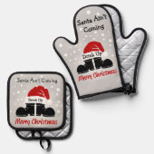 Santa Ain kommt nicht Ofenhandschuh & Topflappen-Set (Vorderseite/Rückseite)