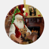 Santa-Airedale Keramik Ornament (Vorne)