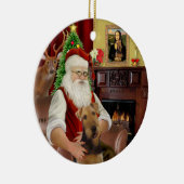 Santa-Airedale Keramik Ornament (Rechts)