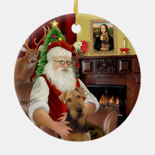 Santa-Airedale Keramik Ornament (Hinten)