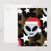 Santa Alien Eemoji Feiertagspostkarte (Vorne/Hinten)