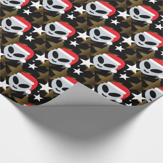 Santa Alien Eemoji Geschenkpapier (Ecke)