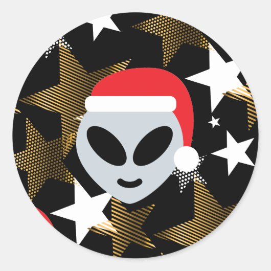 Santa Alien Eemoji Runder Aufkleber (Vorderseite)