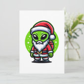 Santa Alien Feiertagskarte (Stehend Vorderseite)