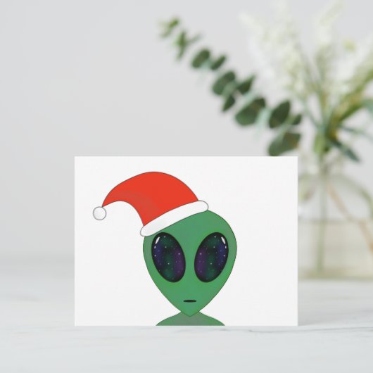 Santa Alien Feiertagspostkarte (Stehend Vorderseite)