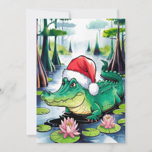 Santa-Alligator im Bayou Feiertagskarte