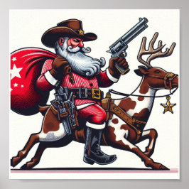 Santa als Cowboy Poster
