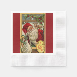 Santa am Fenster mit Spielzeugpapier Napkin Serviette