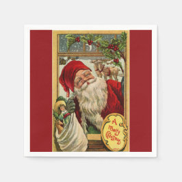 Santa am Fenster mit Spielzeugpapier Napkin Serviette