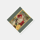 Santa am Fenster mit Tasche von Spielzeug Serviette (Ecke)