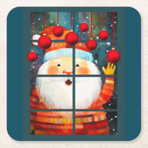 SANTA AM FENSTER RECHTECKIGER PAPPUNTERSETZER