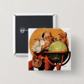 Santa am Globus Button (Vorne & Hinten)