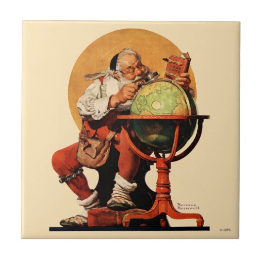Santa am Globus Fliese (Vorderseite)