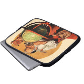 Santa am Globus Laptopschutzhülle (Vorne Knopf)