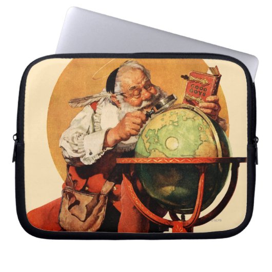 Santa am Globus Laptopschutzhülle (Vorderseite)