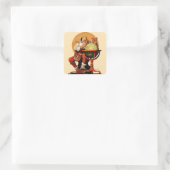 Santa am Globus Quadratischer Aufkleber (Tasche)