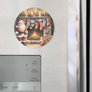 Santa am Kamin Weihnachtsstrümpfe Magnet