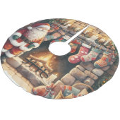Santa am Kamin Weihnachtsstrümpfe Polyester Weihnachtsbaumdecke (Schrägansicht)