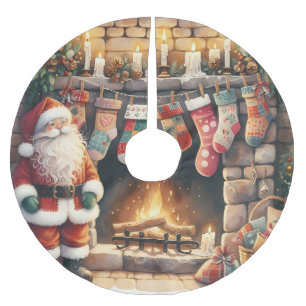 Santa am Kamin Weihnachtsstrümpfe Polyester Weihnachtsbaumdecke
