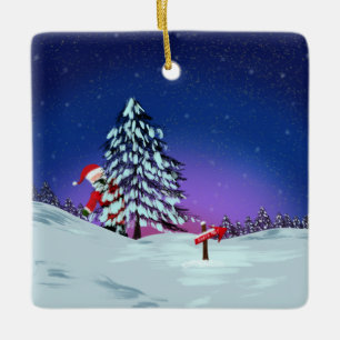 Santa am Nordpol Keramikornament