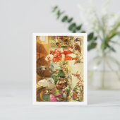 Santa am Nordpol Rentierstände Feiertagspostkarte (Stehend Vorderseite)