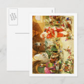 Santa am Nordpol Rentierstände Feiertagspostkarte (Vorne/Hinten)