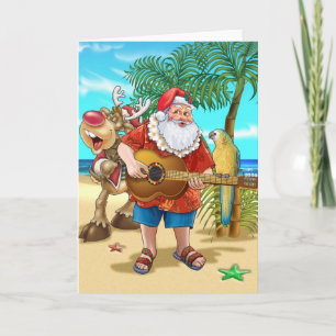 Santa am Strand Feiertagskarte