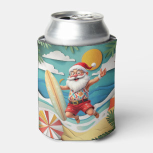 Santa am Strand für Weihnachten im Sommer Dosenkühler