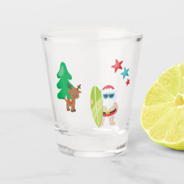 Santa am Strand Schnapsglas