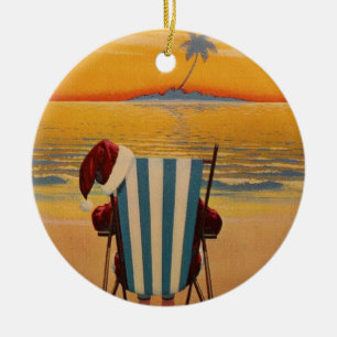Santa am Strand von Florida Keramik Ornament